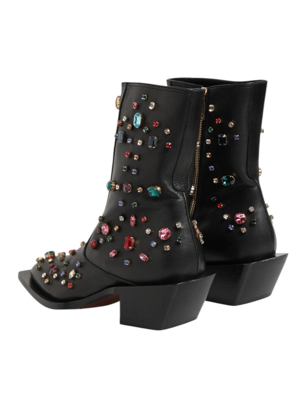 Dolce & Gabbana Black Crystal Embellished Men Short Boots Shoes