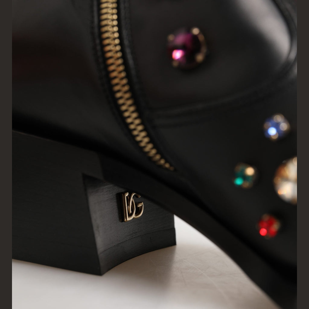 Black Crystal Embellished Men Short Boots Shoes