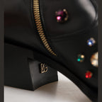 Black Crystal Embellished Men Short Boots Shoes