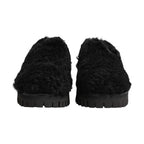 Dolce & Gabbana Dress Black Fur Leather Slippers Men Shoes
