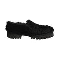 Dolce & Gabbana Dress Black Fur Leather Slippers Men Shoes