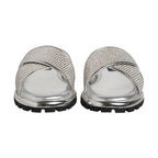 Dolce & Gabbana Silver Strass Slides Flats Slippers Shoes