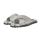 Dolce & Gabbana Silver Strass Slides Flats Slippers Shoes