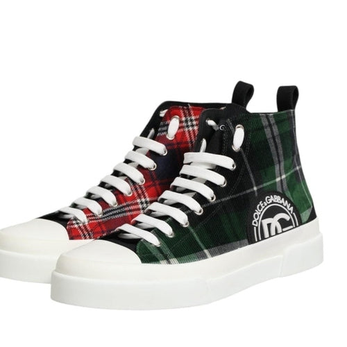 Dolce & Gabbana Multicolor Cotton High Top Men Sneakers Shoes