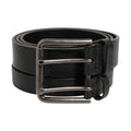 Black Double Strap Leather Silver Buckle Belt