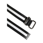 Dolce & Gabbana Black White Striped Logo Metal Buckle Belt