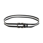 Dolce & Gabbana Black White Striped Logo Metal Buckle Belt
