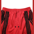 Dolce & Gabbana Red Embroidered Casual Cropped Trouser Pants