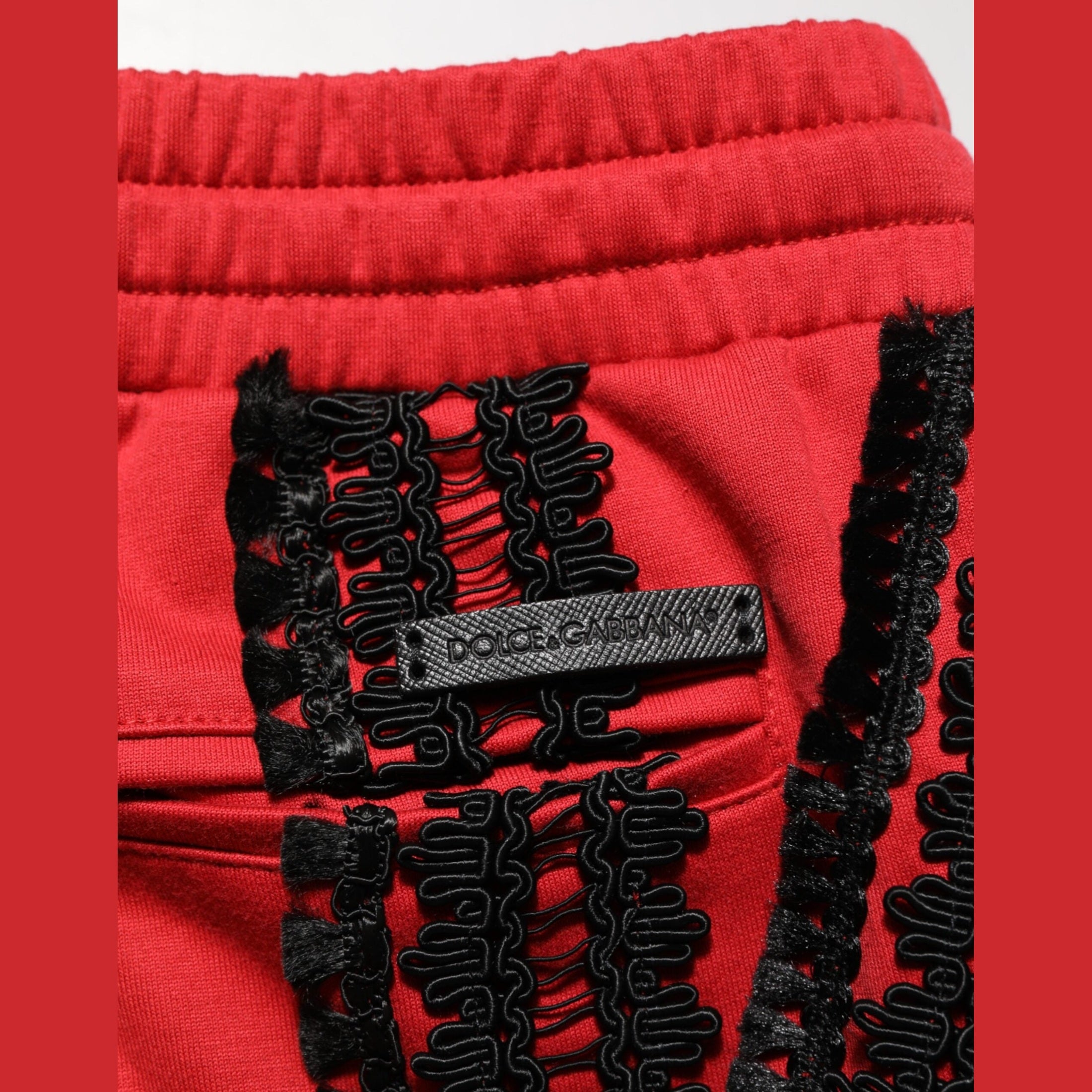 Dolce & Gabbana Red Embroidered Casual Cropped Trouser Pants
