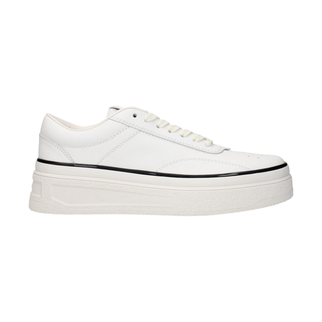 White Leather Low Top Sneakers