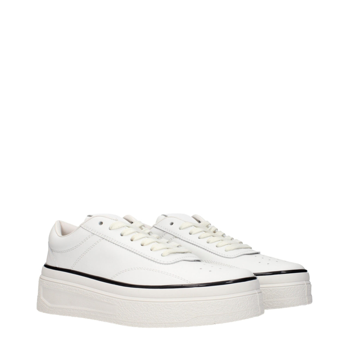 White Leather Low Top Sneakers