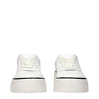White Leather Low Top Sneakers