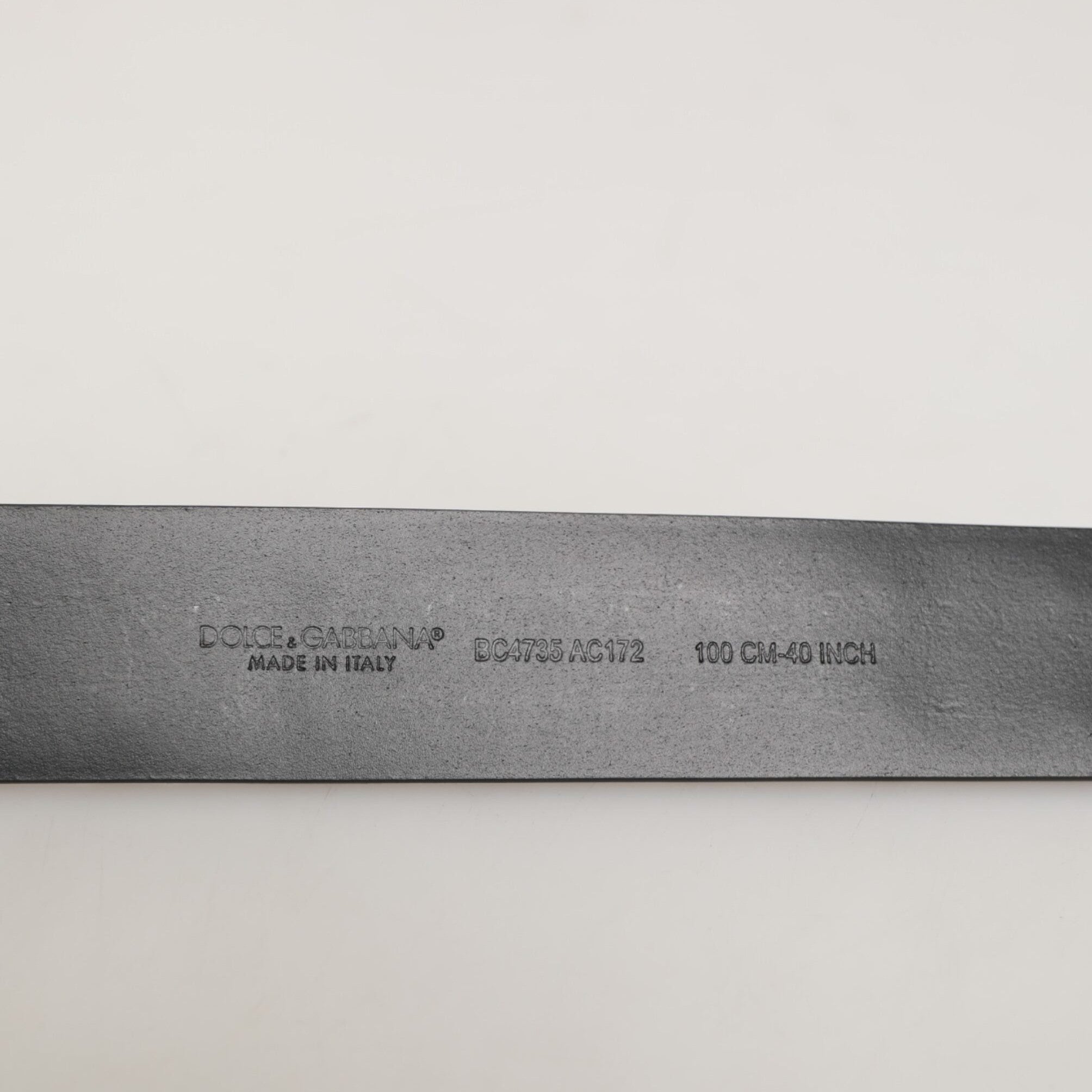 Dolce & Gabbana Black Calf Leather Studded Silver Buckle Belt