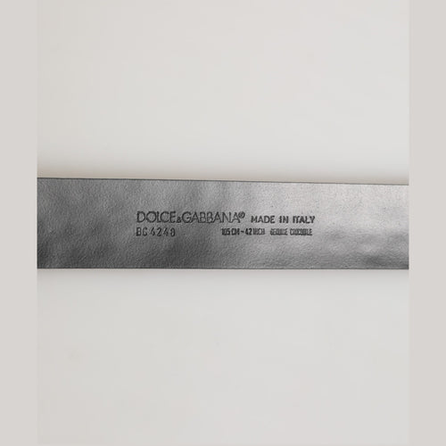 Black Exotic Leather DG Logo Buckle Belt