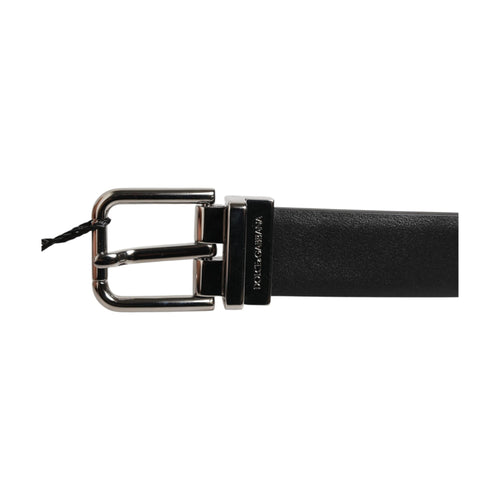 Black Leather Studded Silver-Tone Buckle Belt