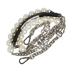 Dolce & Gabbana Black Leather Pearl Chain Bag Accessory Shoulder Strap