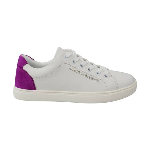 Dolce & Gabbana White Suede Leather Low Top Sneakers Shoes