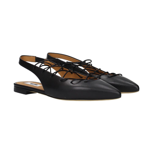 Black Leather Flats