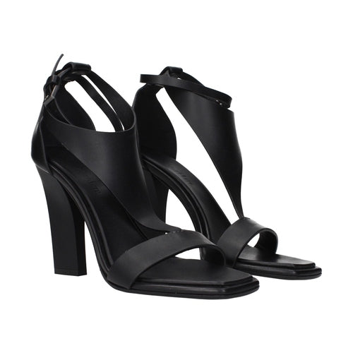 Max Mara Black Leather Stiletto Heel Sandals