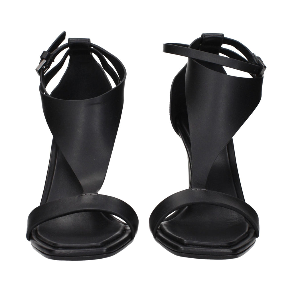 Max Mara Black Leather Stiletto Heel Sandals
