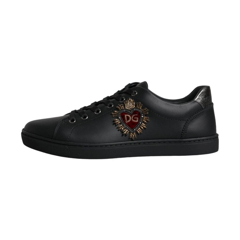 Dolce & Gabbana Black London Sacred Heart Men Sneakers Shoes