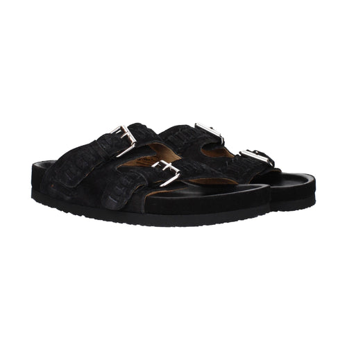 Black Leather Slippers