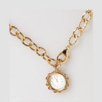 Dolce & Gabbana Gold Crystal Clock Pendant Statement Jewelry Necklace