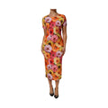 Multicolor Floral Print SilkSheath Midi Dress