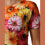 Multicolor Floral Print SilkSheath Midi Dress