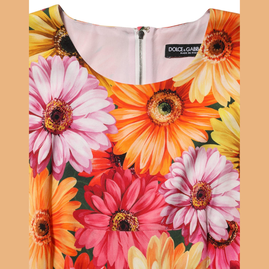 Multicolor Floral Print SilkSheath Midi Dress