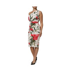 Dolce & Gabbana White Floral One Shoulder Sheath Dress