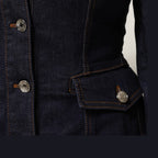 Dolce & Gabbana Dark Blue Cotton Collared Denim Coat Jacket