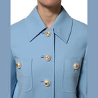 Dolce & Gabbana Blue Buttoned Down Trench Coat Jacket