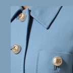 Dolce & Gabbana Blue Buttoned Down Trench Coat Jacket