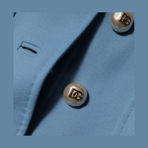 Dolce & Gabbana Blue Buttoned Down Trench Coat Jacket
