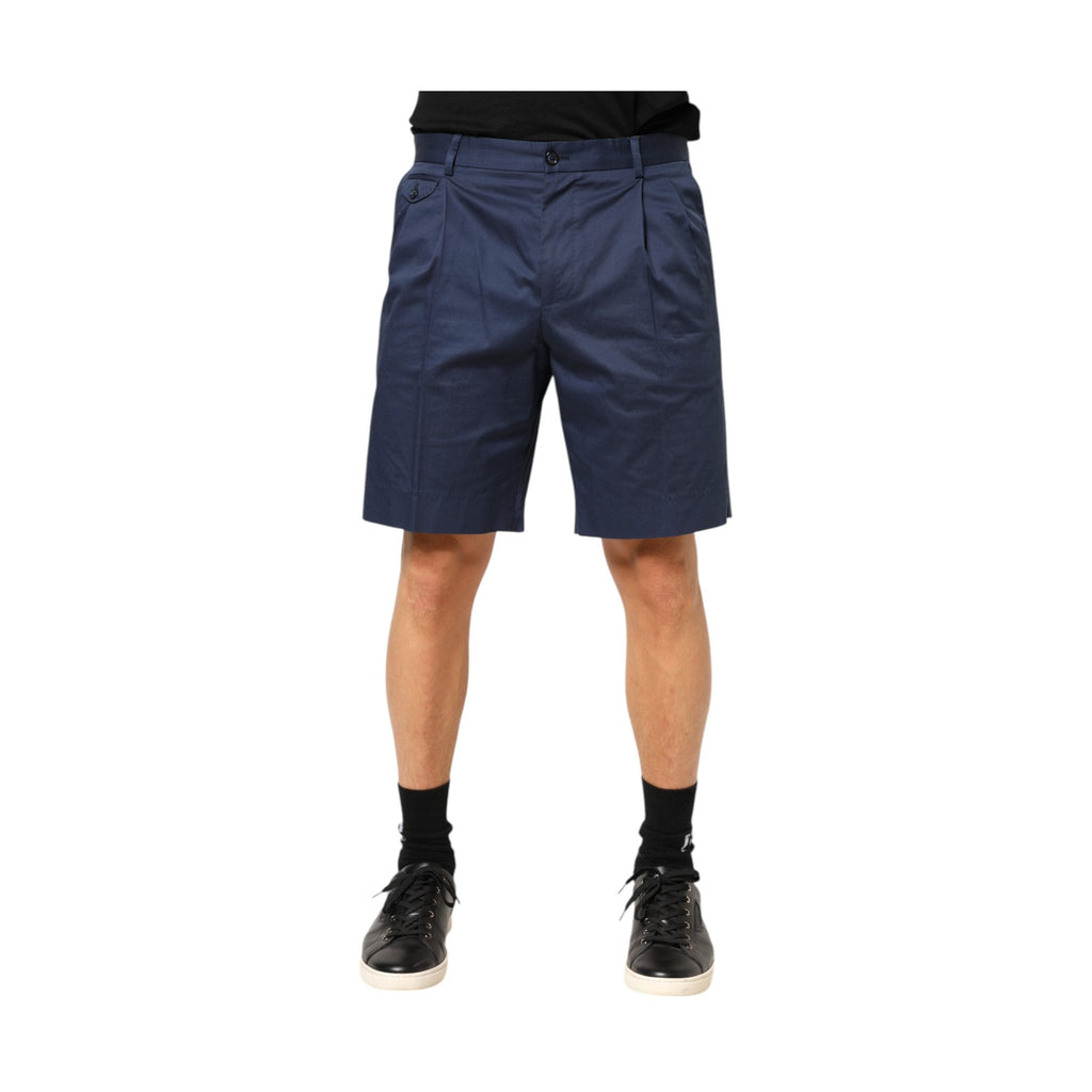 Dolce & Gabbana Blue Cotton Stretch Mid Waist Bermuda Shorts