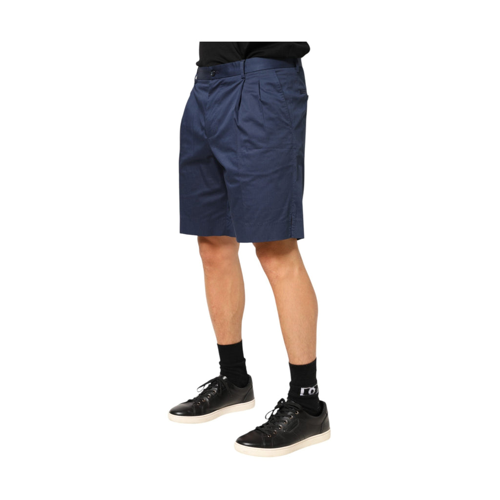 Dolce & Gabbana Blue Cotton Stretch Mid Waist Bermuda Shorts