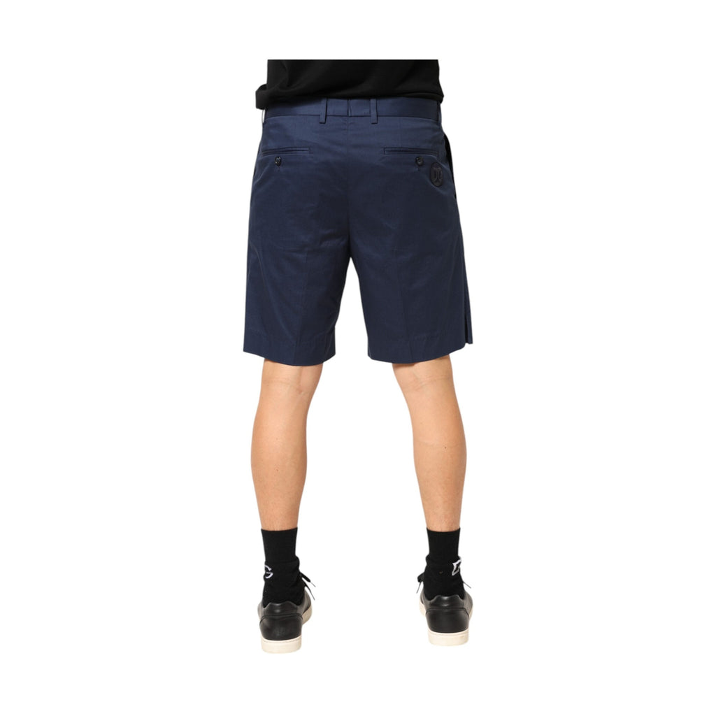 Dolce & Gabbana Blue Cotton Stretch Mid Waist Bermuda Shorts