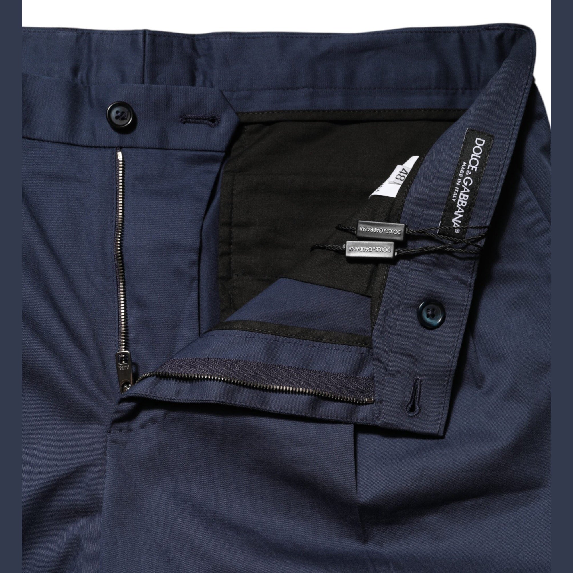 Dolce & Gabbana Blue Cotton Stretch Mid Waist Bermuda Shorts