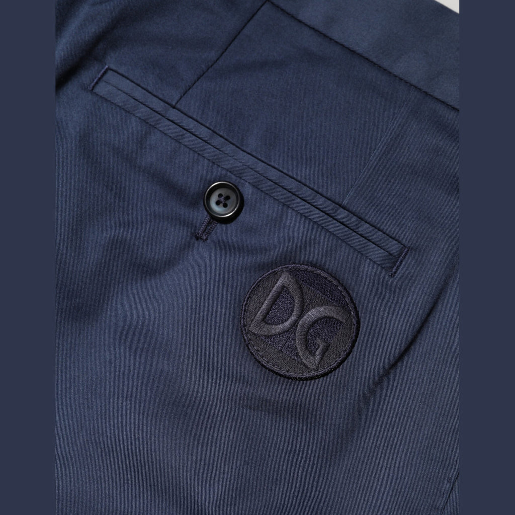 Dolce & Gabbana Blue Cotton Stretch Mid Waist Bermuda Shorts