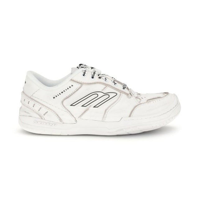 Balenciaga White Calf Leather Bos Taurus Athletic Sneakers