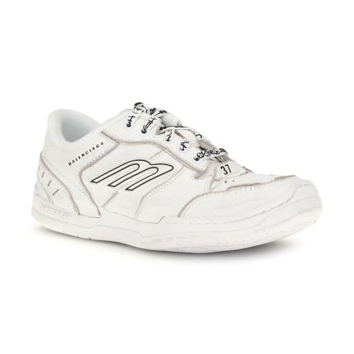Balenciaga White Calf Leather Bos Taurus Athletic Sneakers