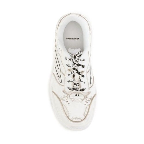 Balenciaga White Calf Leather Bos Taurus Athletic Sneakers
