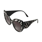 Dolce & Gabbana Black Silver Sequin Butterfly Polarized Sunglasses