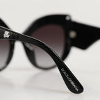 Dolce & Gabbana Black Silver Sequin Butterfly Polarized Sunglasses
