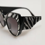 Dolce & Gabbana Black Silver Sequin Butterfly Polarized Sunglasses