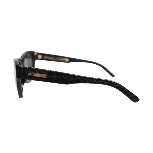 Dolce & Gabbana DG4177 Black Leather Frame Tinted Lens Sunglasses