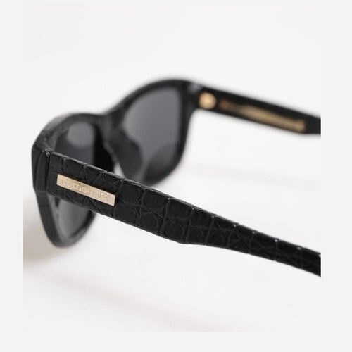 Dolce & Gabbana DG4177 Black Leather Frame Tinted Lens Sunglasses
