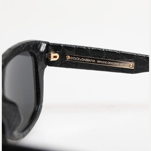 Dolce & Gabbana DG4177 Black Leather Frame Tinted Lens Sunglasses
