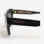 Dolce & Gabbana DG4177 Black Leather Frame Tinted Lens Sunglasses
